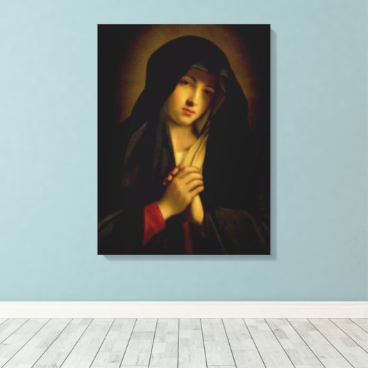 Maagd Maria zonder blozen - Moeder van God Canvas Afdruk (Insitu (Houten vloer))