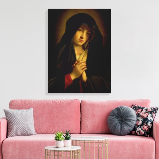 Maagd Maria zonder blozen - Moeder van God Canvas Afdruk (Insitu (Woonkamer))