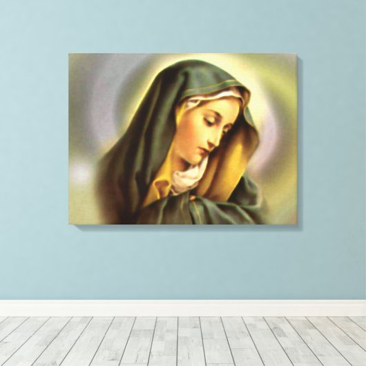 Maagd Maria zonder blozen - Moeder van God Canvas Afdruk (Insitu (Houten vloer))