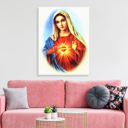 Maagd Maria zonder blozen - Moeder van God Canvas Afdruk (Insitu (Woonkamer))