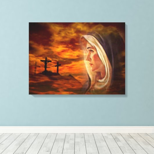 Maagd Maria zonder blozen - Moeder van God Canvas Afdruk (Insitu (Houten vloer))