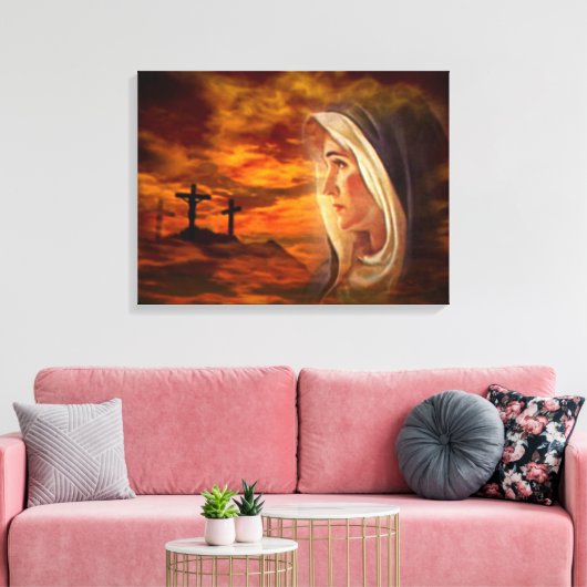 Maagd Maria zonder blozen - Moeder van God Canvas Afdruk (Insitu (Woonkamer))