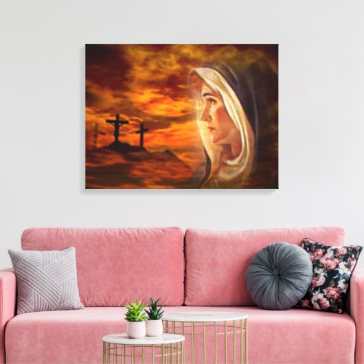 Maagd Maria zonder blozen - Moeder van God Canvas Afdruk (Insitu (Woonkamer))