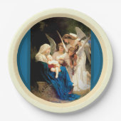 Maagd Mary, Baby Christus Jezus, met Angels Papieren Bordje (Voorkant)