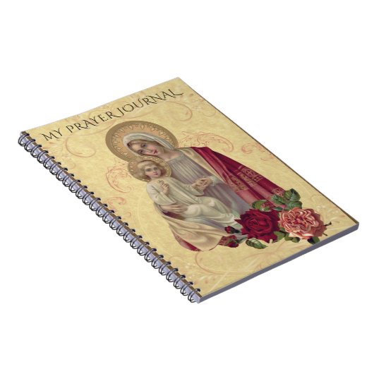 Maagd Mary Baby Jesus Floral Notitieboek (Rechterzijde)