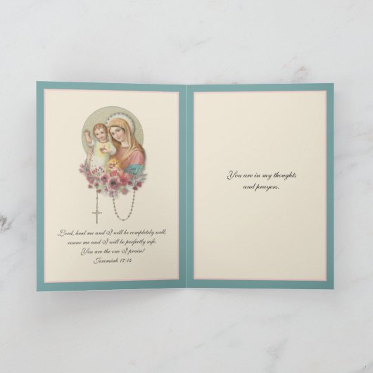 Maagd Mary Baby Jesus Flowers krijgen een blote ma Kaart (Binnen)