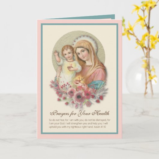 Maagd Mary Baby Jesus Flowers krijgen een blote ma Kaart (Gele Bloem)