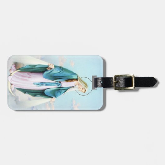 Maagd Mary Crescent Moon Bagagelabel (Voorkant horizontaal)