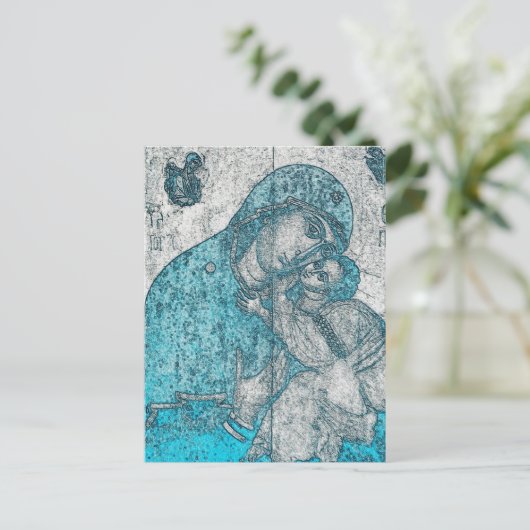 Maagd Mary en Baby Jesus Christus  Blue Briefkaart (Staand voorkant)
