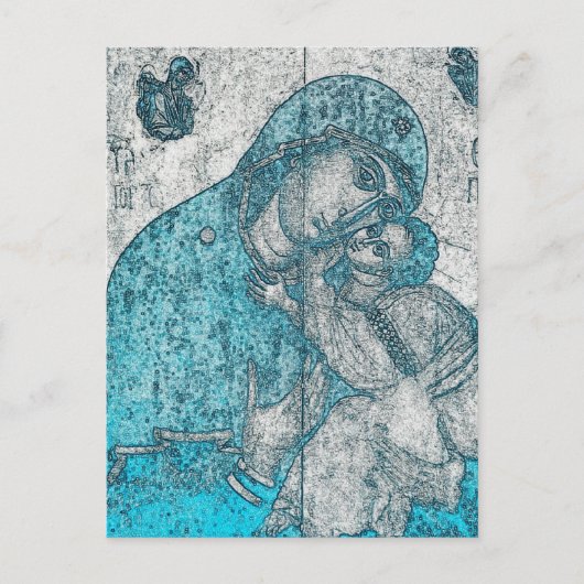Maagd Mary en Baby Jesus Christus  Blue Briefkaart (Voorkant)