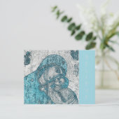 Maagd Mary en Baby Jesus Christus  Blue Briefkaart (Staand voorkant)