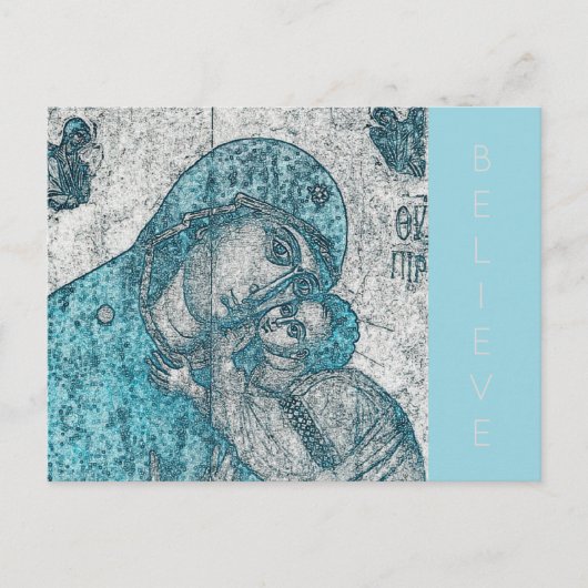 Maagd Mary en Baby Jesus Christus  Blue Briefkaart (Voorkant)