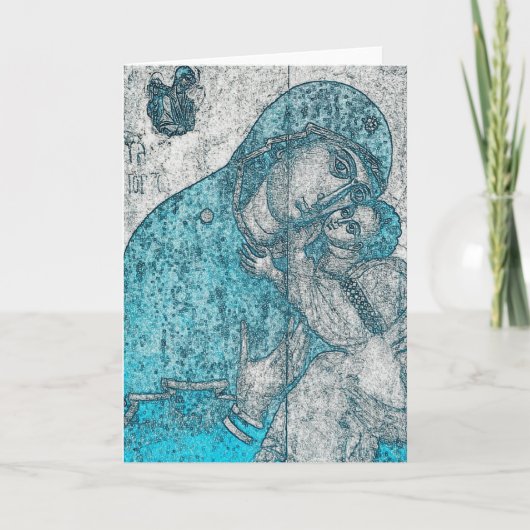 Maagd Mary en Baby Jesus Christus  Blue Feestdagen Kaart (Voorkant)