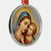 Maagd Mary en Baby Jesus Kerstversiering Metalen Ornament (Rechts)