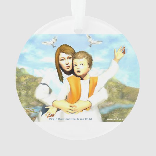 Maagd Mary en het kind Jezus Ornament (achterkant)