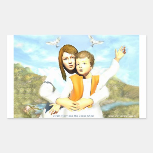 Maagd Mary en het kind Jezus Rechthoekige Sticker (Voorkant)