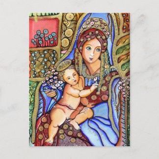 Maagd Mary en Jesus Child Painting Briefkaart