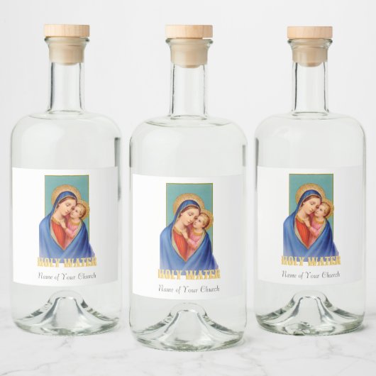 Maagd Mary en Jezus Heilig Water Likeurfles Etiket (Flessen)