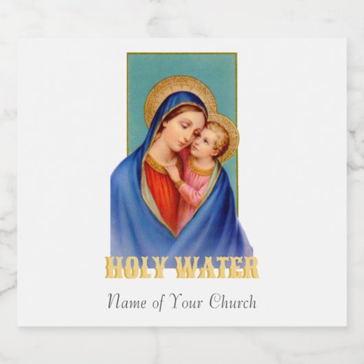 Maagd Mary en Jezus Heilig Water Likeurfles Etiket (Enkel label)