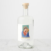 Maagd Mary en Jezus Heilig Water Likeurfles Etiket (Voorkant)