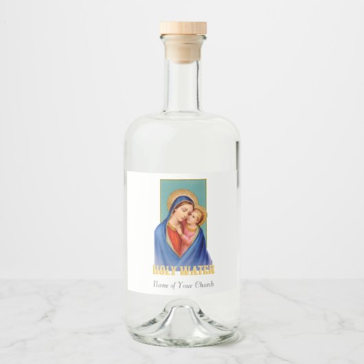 Maagd Mary en Jezus Heilig Water Likeurfles Etiket (Voorkant)