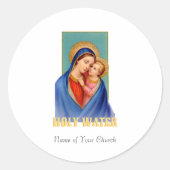 Maagd Mary en Jezus Heilig Water Ronde Sticker (Voorkant)