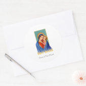 Maagd Mary en Jezus Heilig Water Ronde Sticker (Envelop)