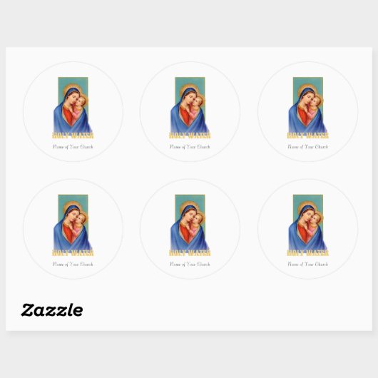 Maagd Mary en Jezus Heilig Water Ronde Sticker (Vel)