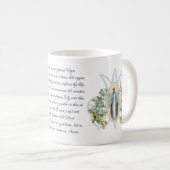 Maagd Mary Floral religieus Memorare Prayer Cof Koffiemok (Voorkant rechts)