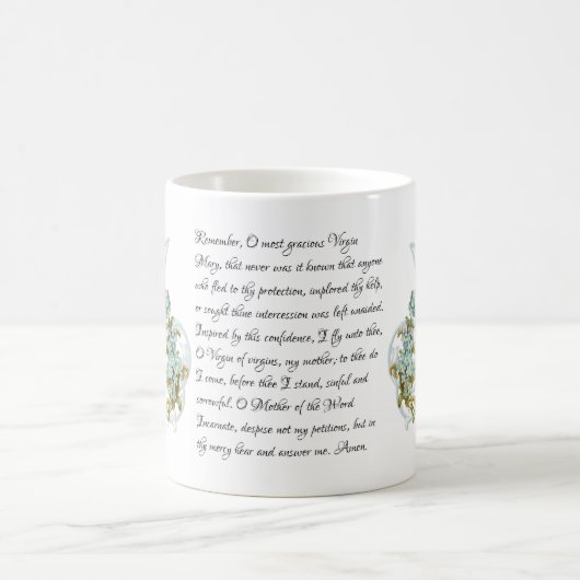 Maagd Mary Floral religieus Memorare Prayer Cof Koffiemok (Center)
