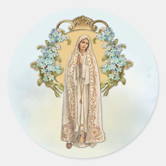 Maagd Mary Floral Religieuze Dame van Fatima Ronde Sticker (Voorkant)