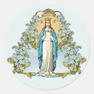 Maagd Mary Floral Religieuze Dame van Knock Ronde Sticker