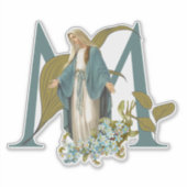 Maagd Mary Floral Religieuze Katholieke Sticker (Voorkant)