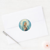 Maagd Mary in Prayer Hallo  blauwe robe Ronde Sticker (Envelop)