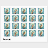 Maagd Mary in Prayer Hallo  blauwe robe Vierkante Sticker (Vel)