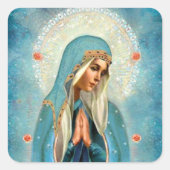 Maagd Mary in Prayer Hallo  blauwe robe Vierkante Sticker (Voorkant)
