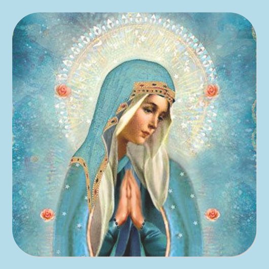 Maagd Mary in Prayer Hallo  blauwe robe Vierkante Sticker