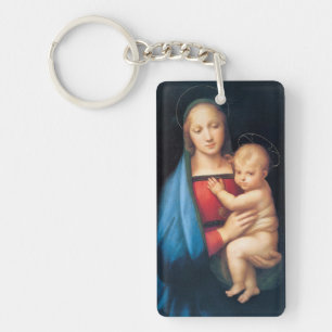Maagd Mary Jesus Christus Religieuze Kunst Sleutelhanger