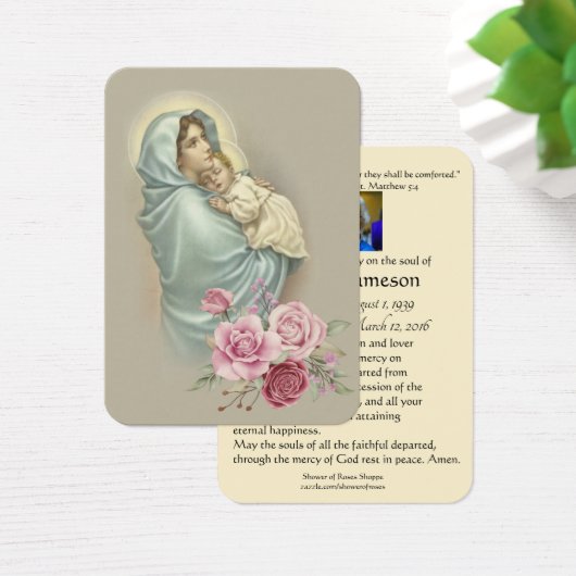 Maagd Mary Jesus Funeral Prayer Memorial Kaart (Bureau)