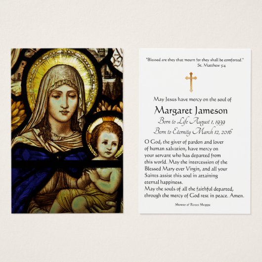 Maagd Mary Jesus Glas in lood katholieke religie Visitekaartje (Voorkant /achterkant)