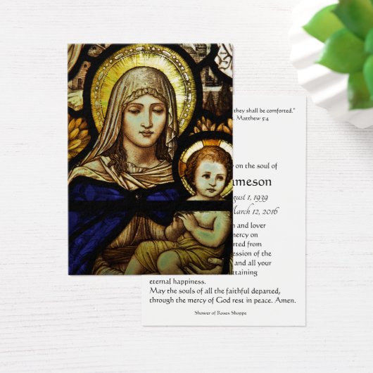 Maagd Mary Jesus Glas in lood katholieke religie Visitekaartje (Bureau)