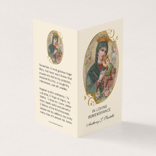 Maagd Mary Jesus Kathokatholieke begrafenis Heilig Visitekaartje (Buitenkant)