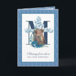 Maagd Mary Jesus Katholieke Birthday Religieuze Kaart<br><div class="desc">Dit is een prachtig traditioneel katholiek aangepast afbeelding van de "Blessed Virgin Mary and Jesus" op een Marian Cross en blauwe bloemen hieronder. Binnen is een scriptcitaat en vers. Alle tekst en doopvonten kunnen worden gewijzigd.</div>