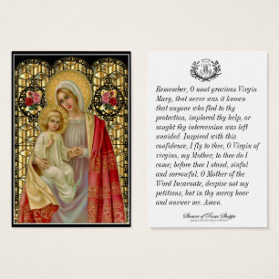 Maagd Mary Jesus katholieke Memorare Prayer Heilig Visitekaartje