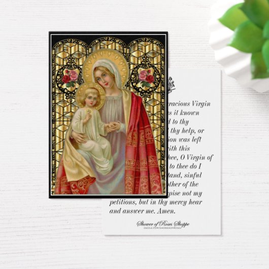 Maagd Mary Jesus katholieke Memorare Prayer Heilig Visitekaartje (Bureau)