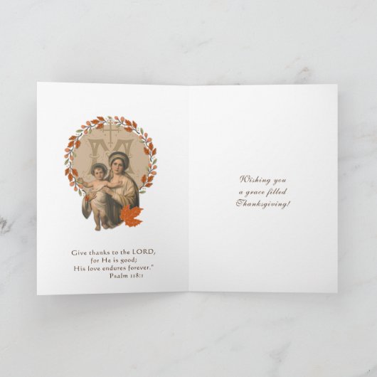 Maagd Mary Jesus Katholieke Thanksgiving herfst Ho Feestdagen Kaart (Binnen)