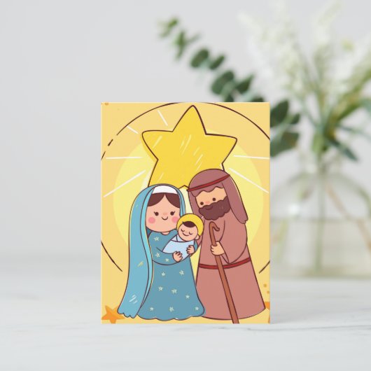 Maagd Mary Jesus Natitivity Kerstmis Briefkaart (Staand voorkant)