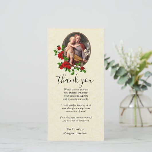Maagd Mary Jesus Religieuze condoleances Bedankkaart (Staand voorkant)