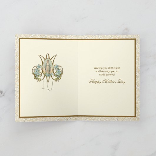 Maagd Mary Jesus Religieuze Katholieke Floral Kaart (Binnen)