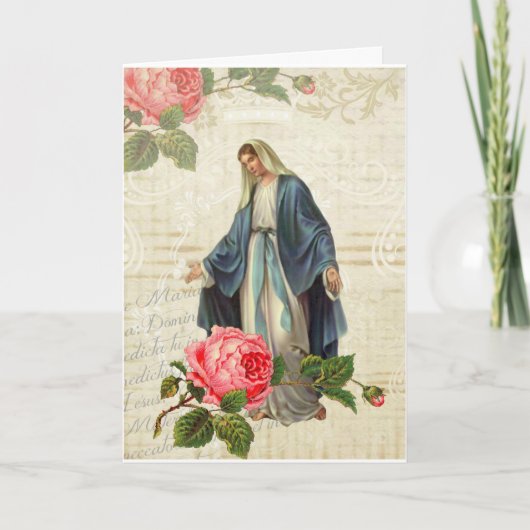 Maagd Mary Jesus Religieuze Rozen Kaart (Voorkant)